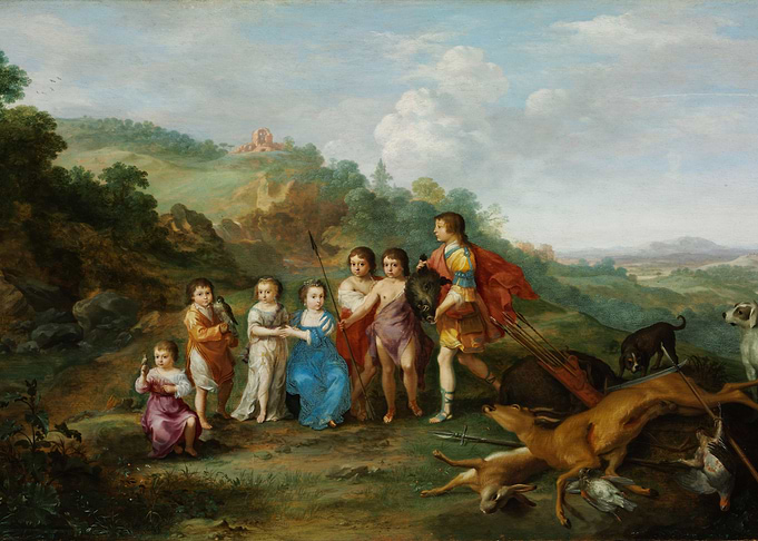 Children Hunting in a Landscape Painting