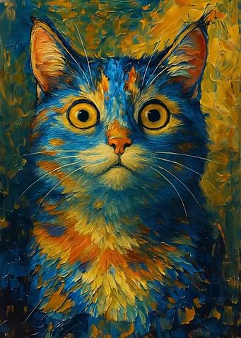 Colorful Cat Portrait Painting
