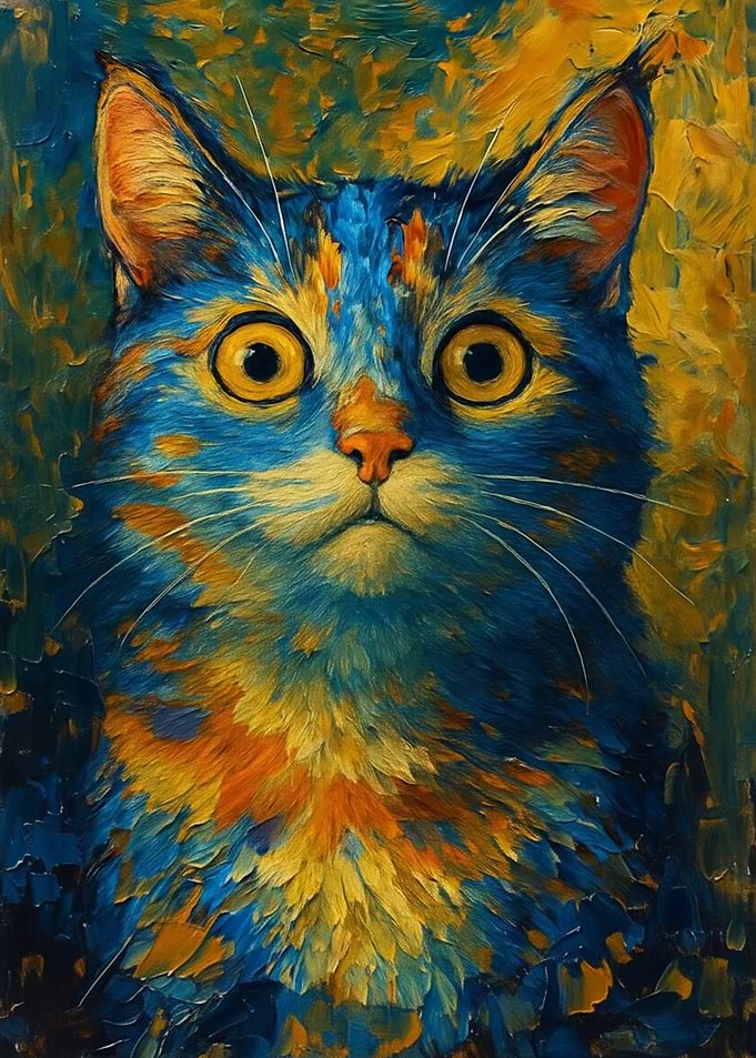 Colorful Cat Portrait Painting