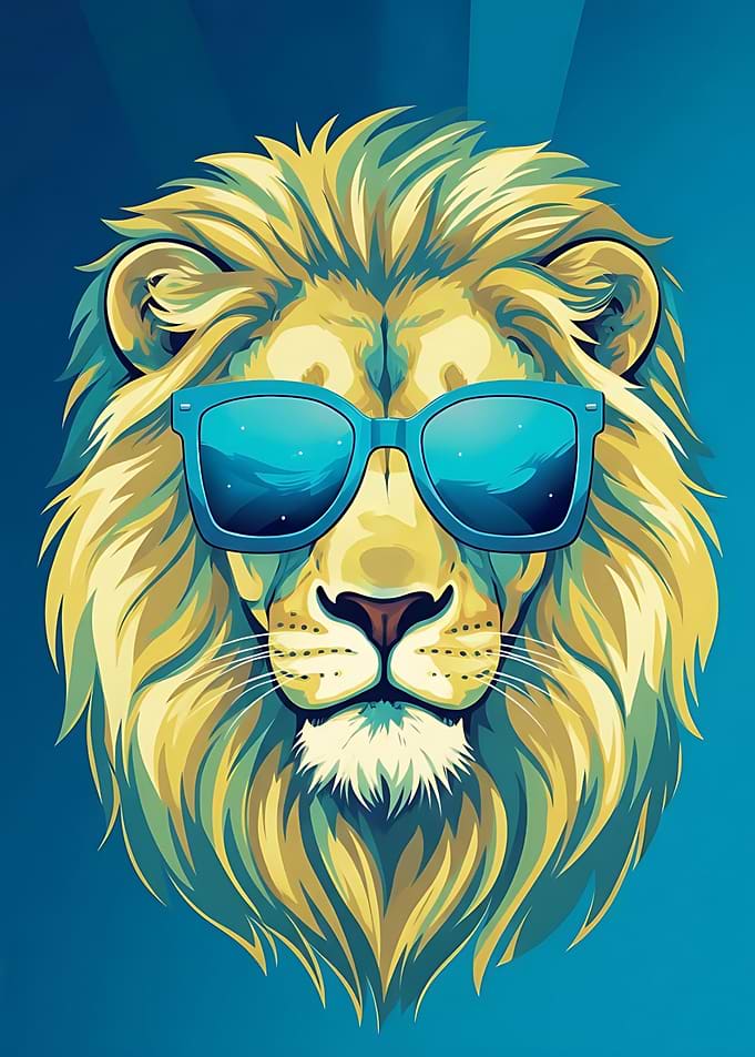 Cool Lion with Sunglasses Illustration