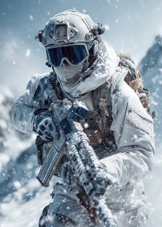 Soldier in Winter Camouflage