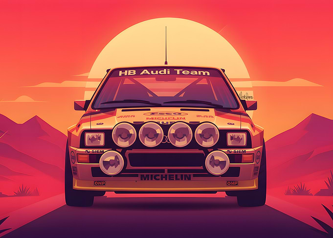 Audi Quattro Rally Car Illustration