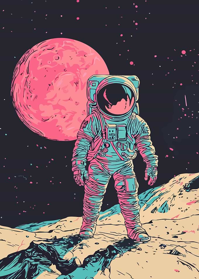 Astronaut on Alien Planet Illustration