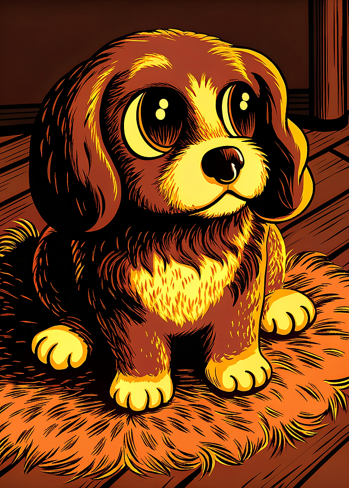 Cute Puppy on Rug