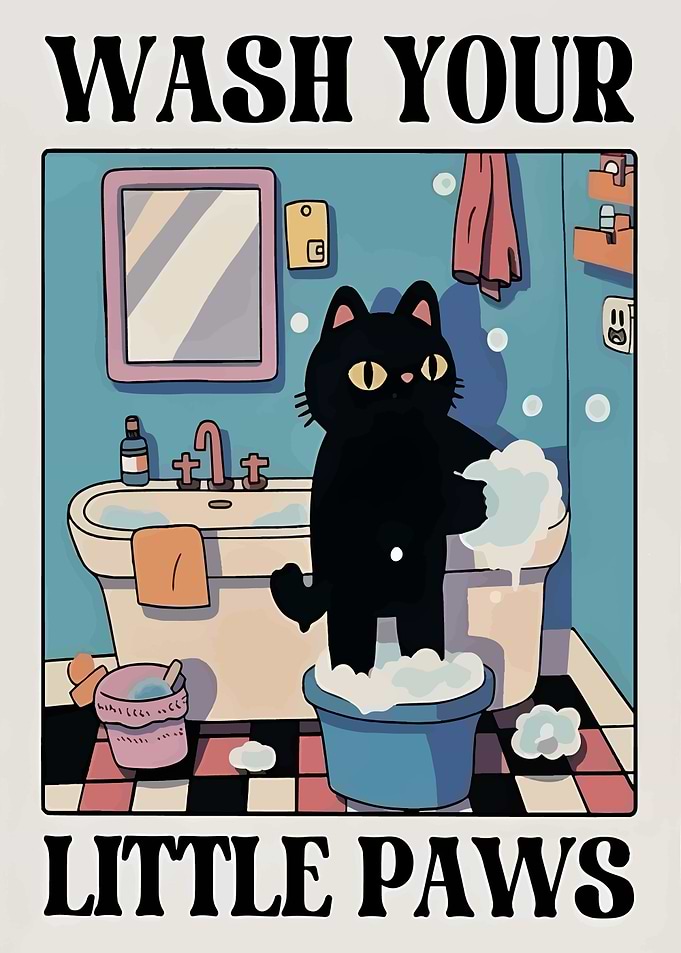 Wash Your Little Paws Cat Bathroom