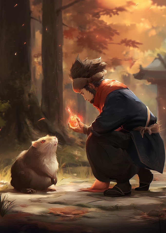 Man with Fire and a Rat