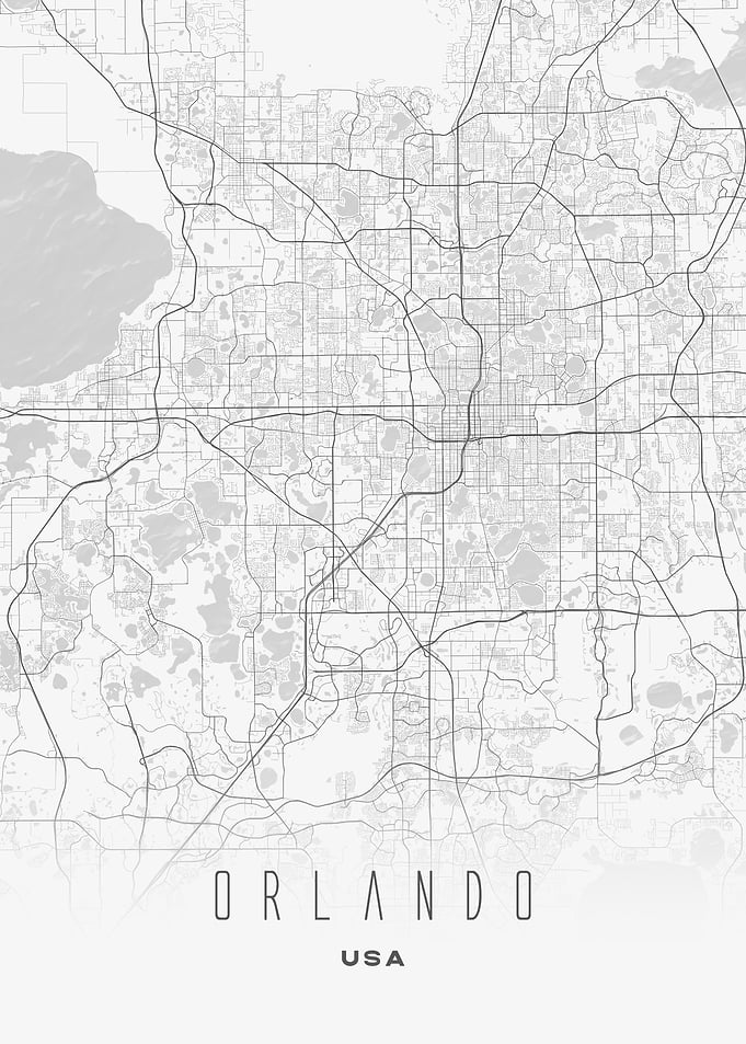 Orlando, USA City Map Artwork - Light Minimalist Street Map of Orlando's Iconic Urban Landscape