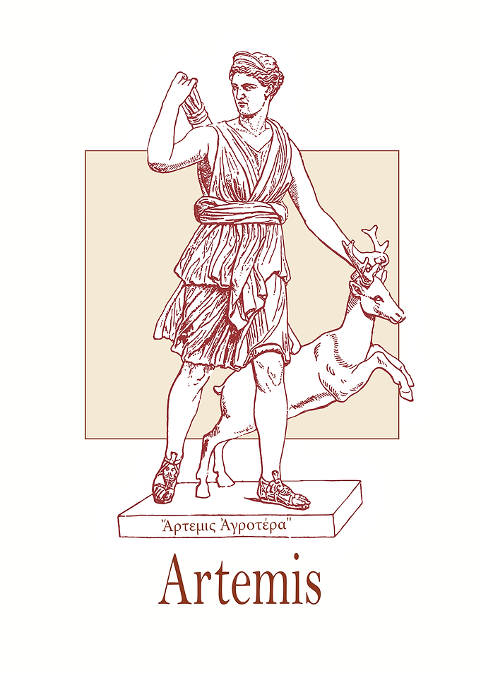 Artemis and Deer Illustration
