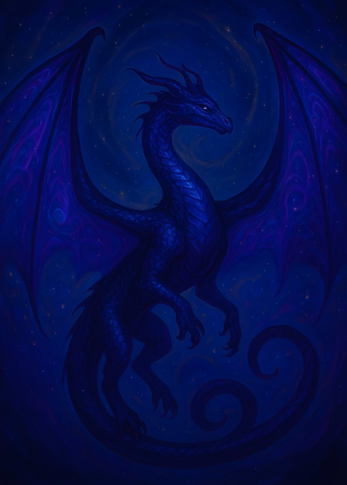 Blue Dragon in Starry Night