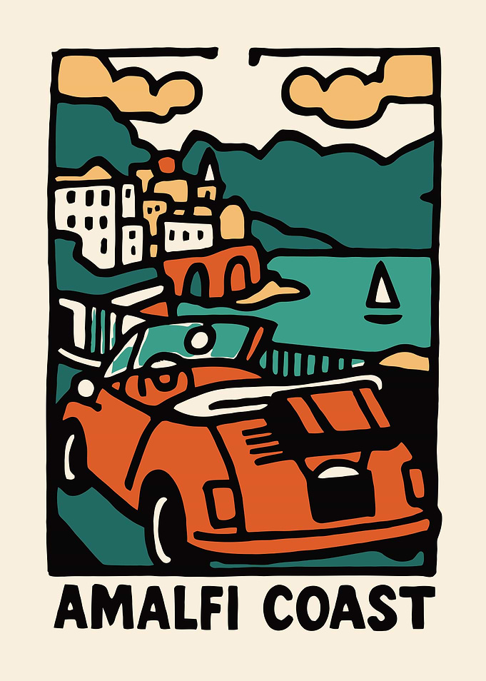Amalfi Coast Car Ride Art Print