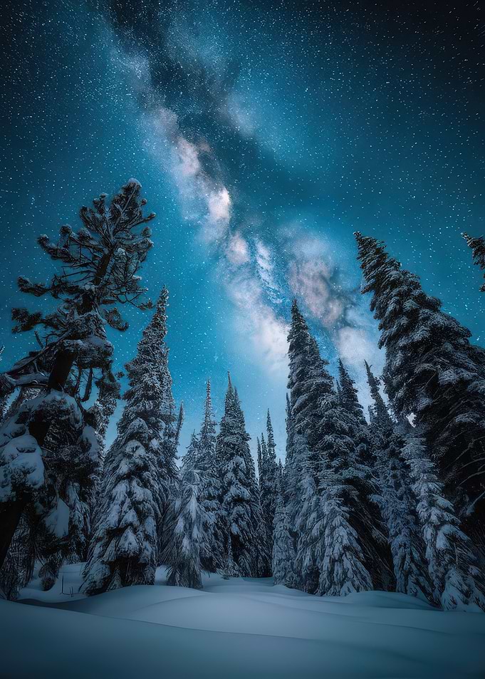Winter Forest Under the Milky Way