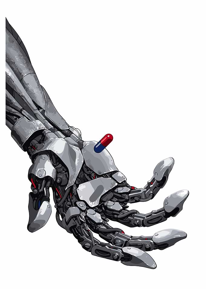 Robotic Hand Holding a Pill