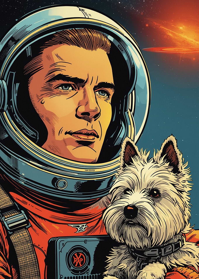 Astronaut and Dog in Space