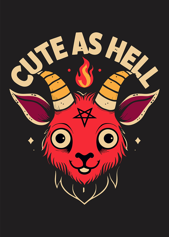 Cute as Hell Cartoon Devil Goat | Funny Devil Aesthetic Art