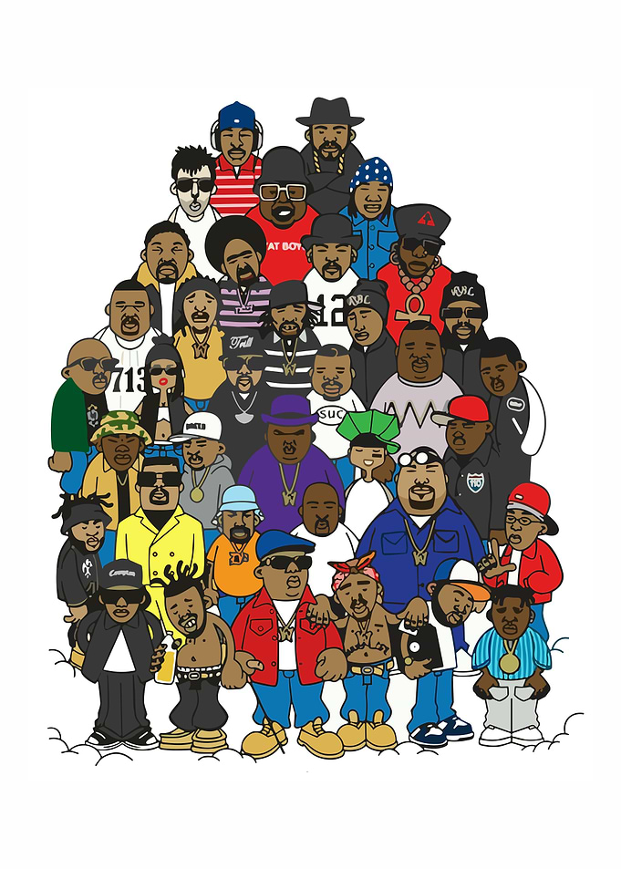 Cartoon Rap Legends Group Portrait