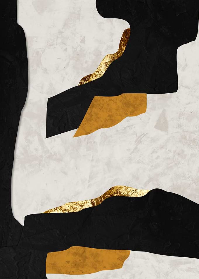 Abstract Black and Gold Geometric Art