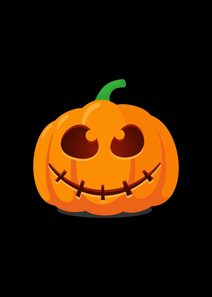 Cartoon Pumpkin with Stitched Smile