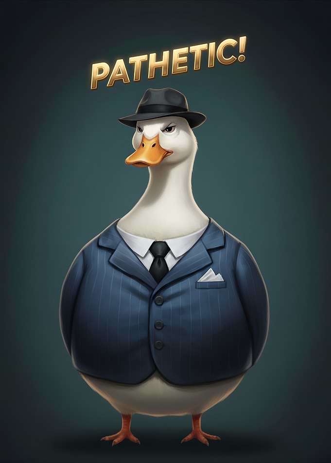 Pathetic Duck in Suit and Fedora