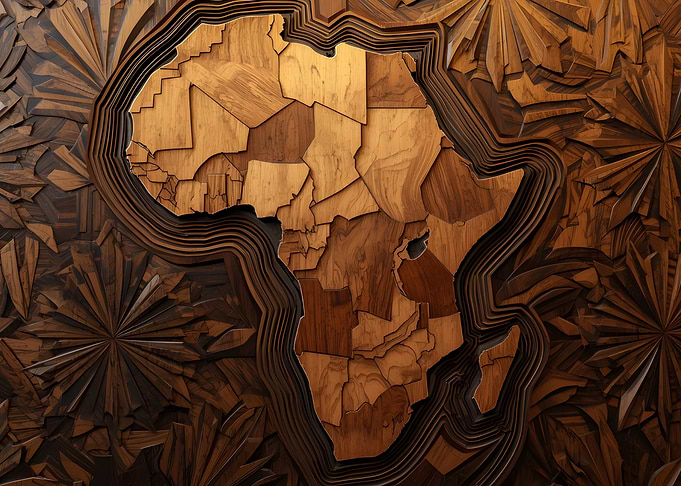 Africa Map Wood Carving Art
