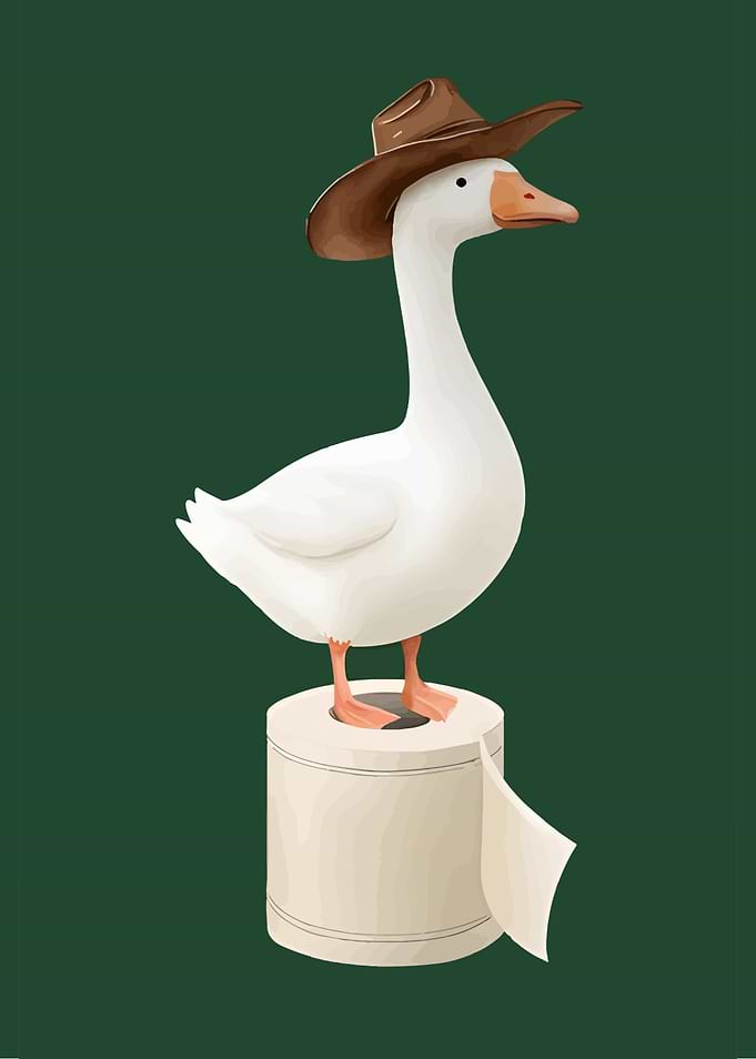 Goose with Cowboy Hat on Toilet Paper