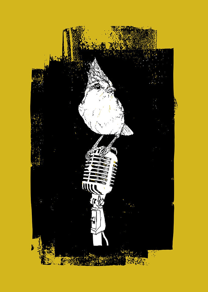 Bird on Microphone Art