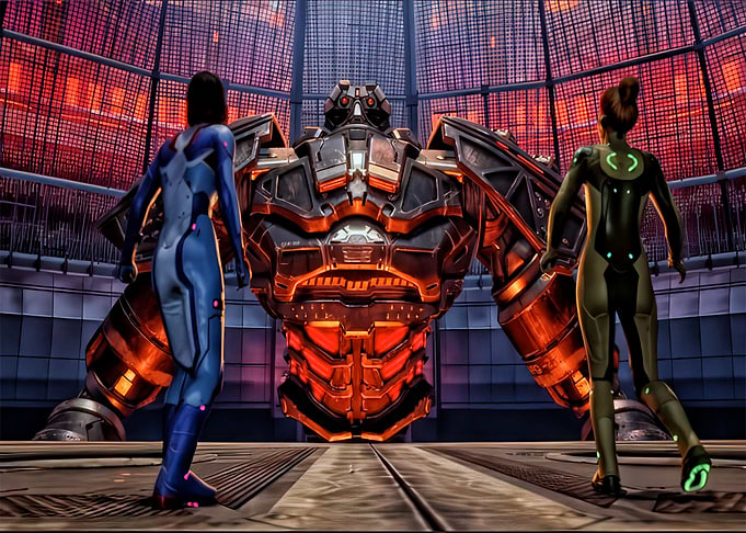 Sci-Fi Confrontation with Robot