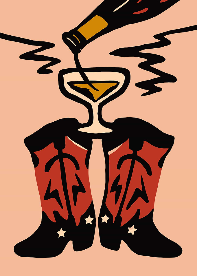 Cowboy Boots and Cocktail Print