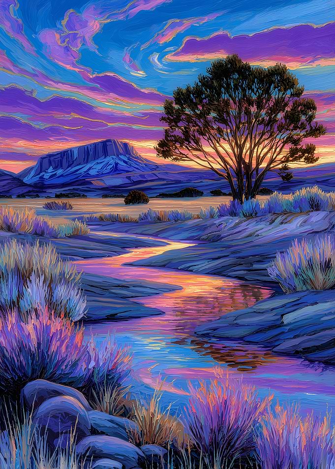 Colorful Desert Landscape Painting