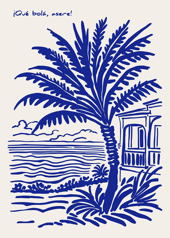 Cuban beach scene with palm tree