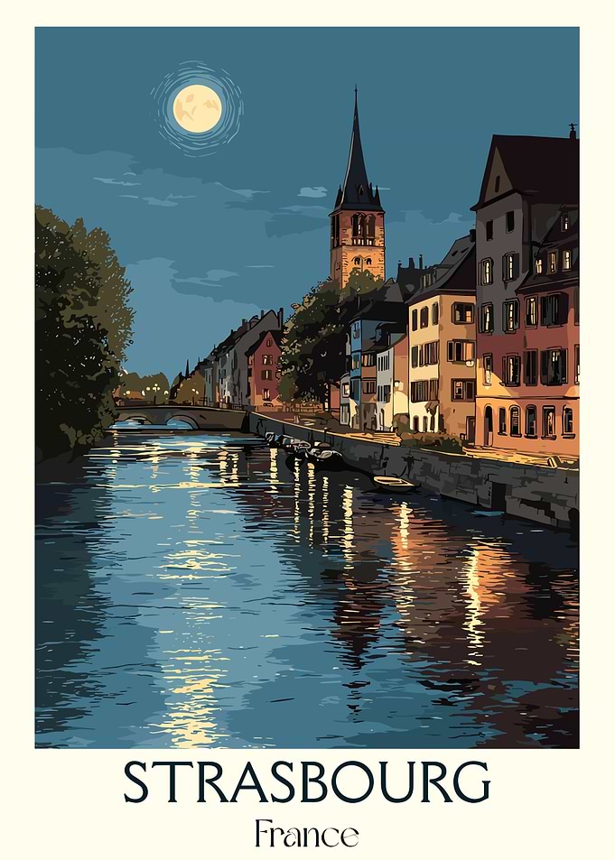 Strasbourg France Cityscape at Night