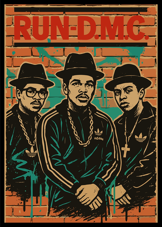 Run-DMC Illustration on Brick Wall