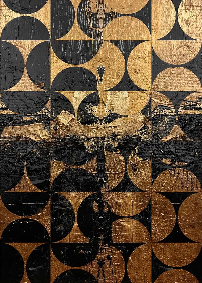 Abstract Black and Gold Geometric Art
