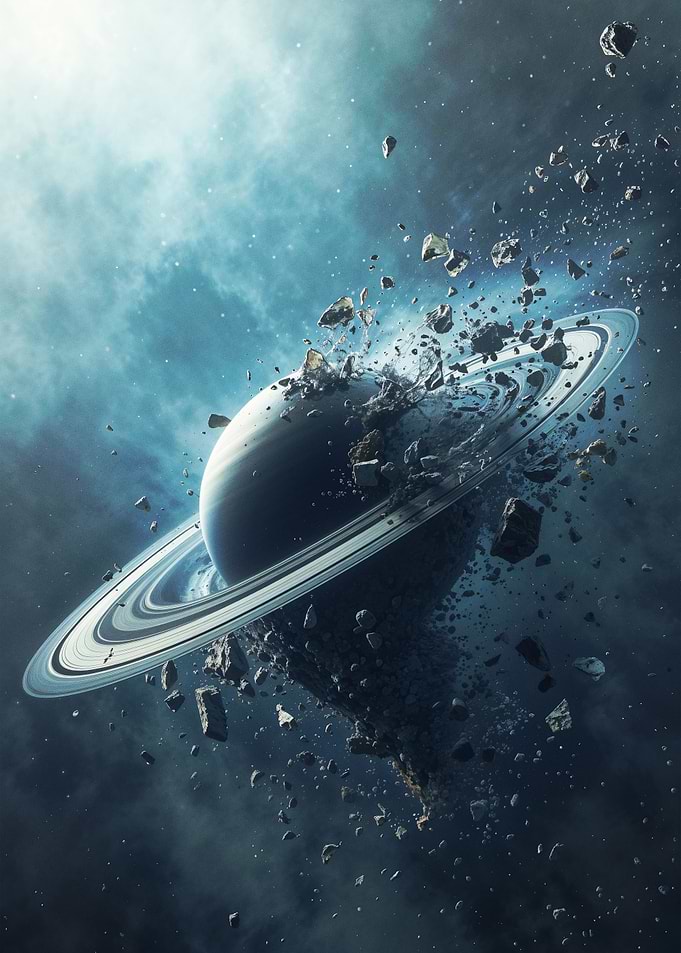 Exploding Saturn — Cosmic Destruction in Deep Space