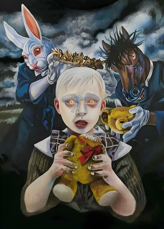 Surreal Child Portrait with Animal Figures