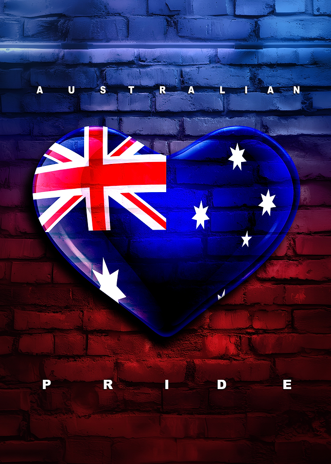 Australian Pride Heart Flag on Brick Wall
