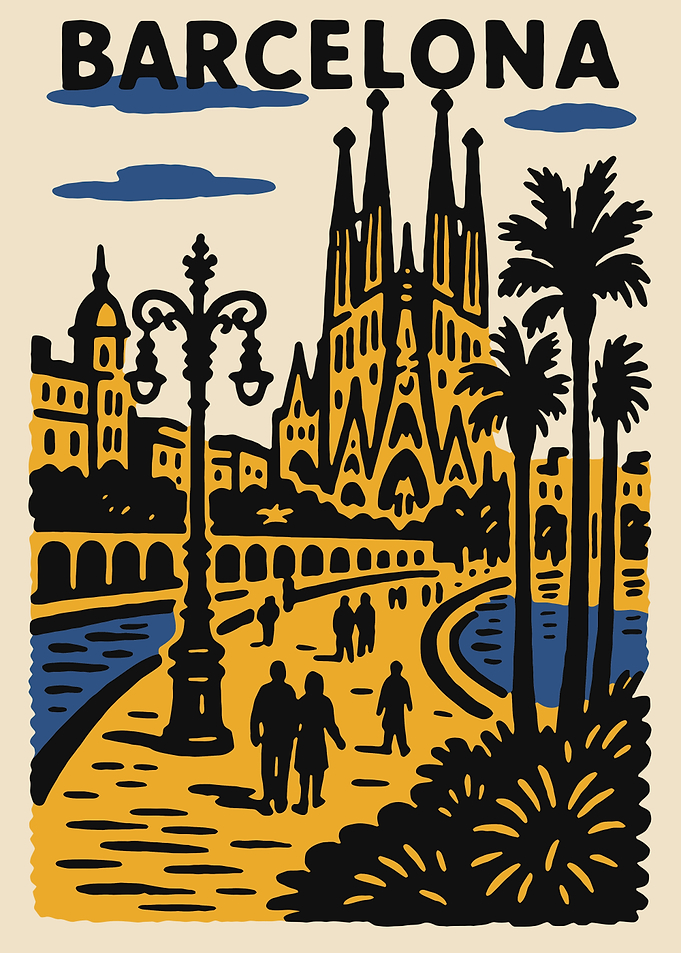 Barcelona Travel Poster Illustration