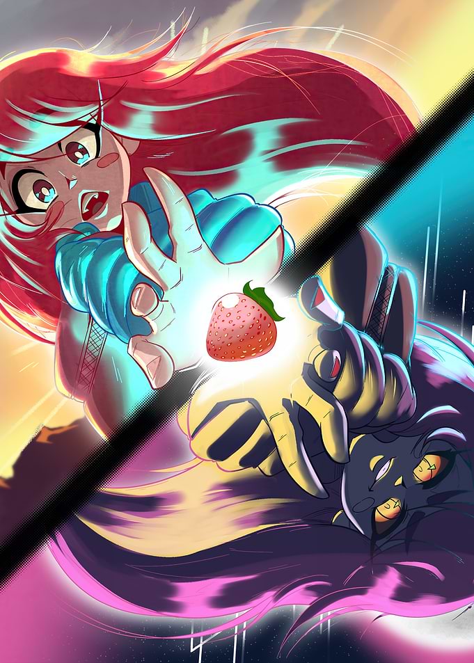 Celeste: Madeline and Badeline with Strawberry