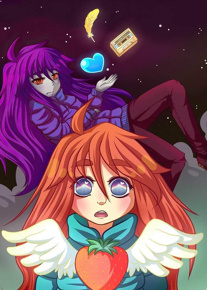 Celeste fan art with Madeline and Badeline