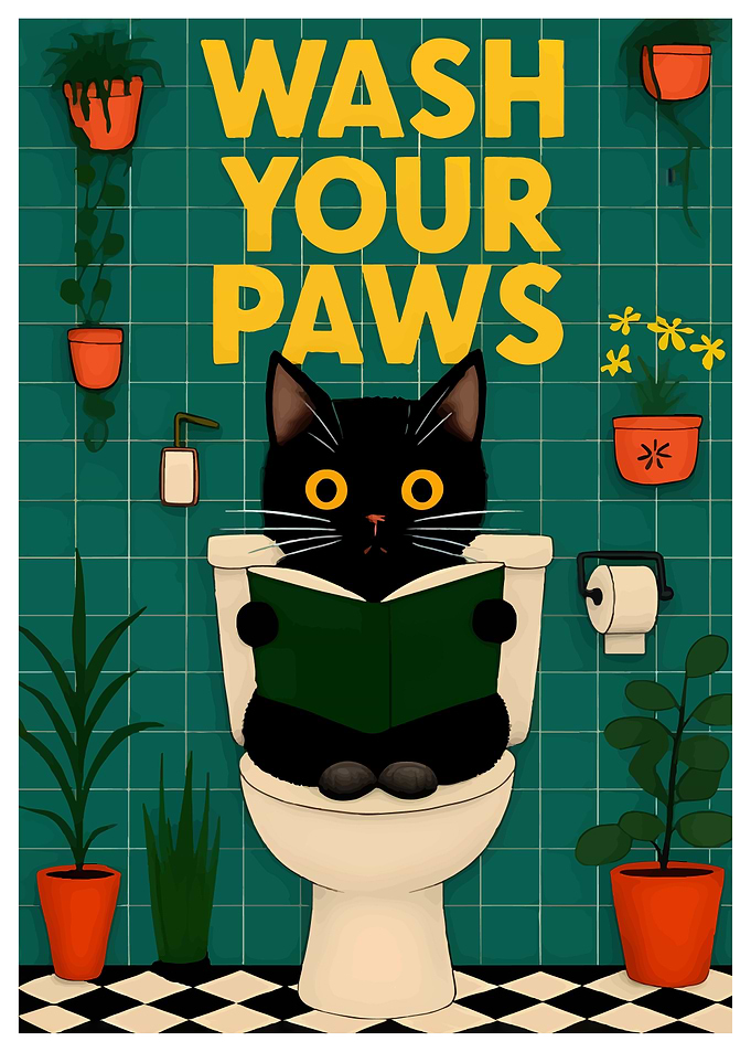 Wash Your Paws Cat Bathroom