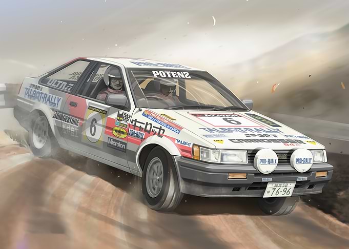 Rally Car Racing Through Dust