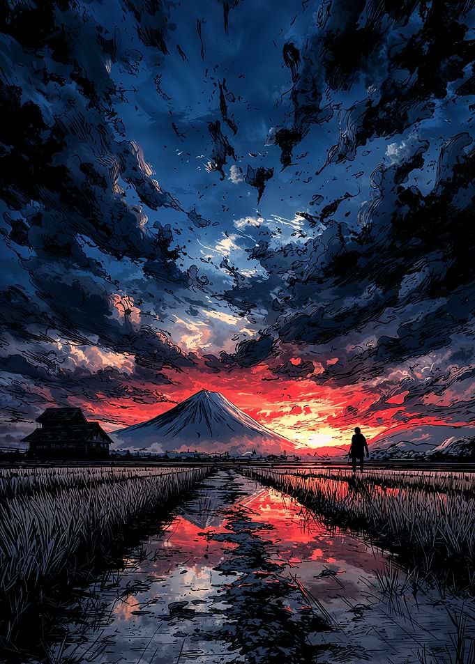 Mount Fuji Sunset Landscape