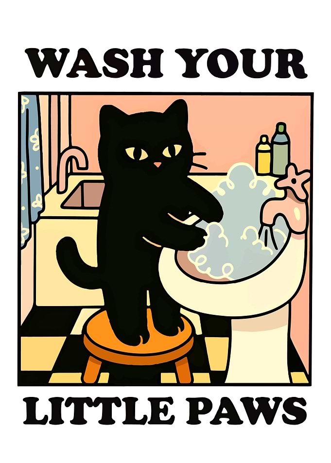 Wash Your Little Paws Cat Art