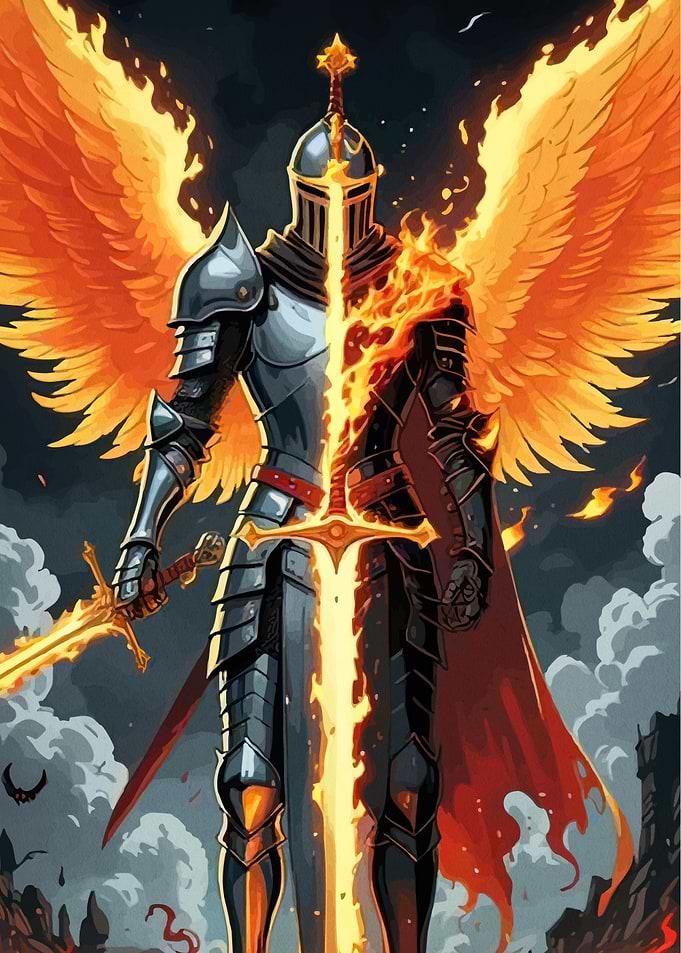 Fiery Knight Wings Sword