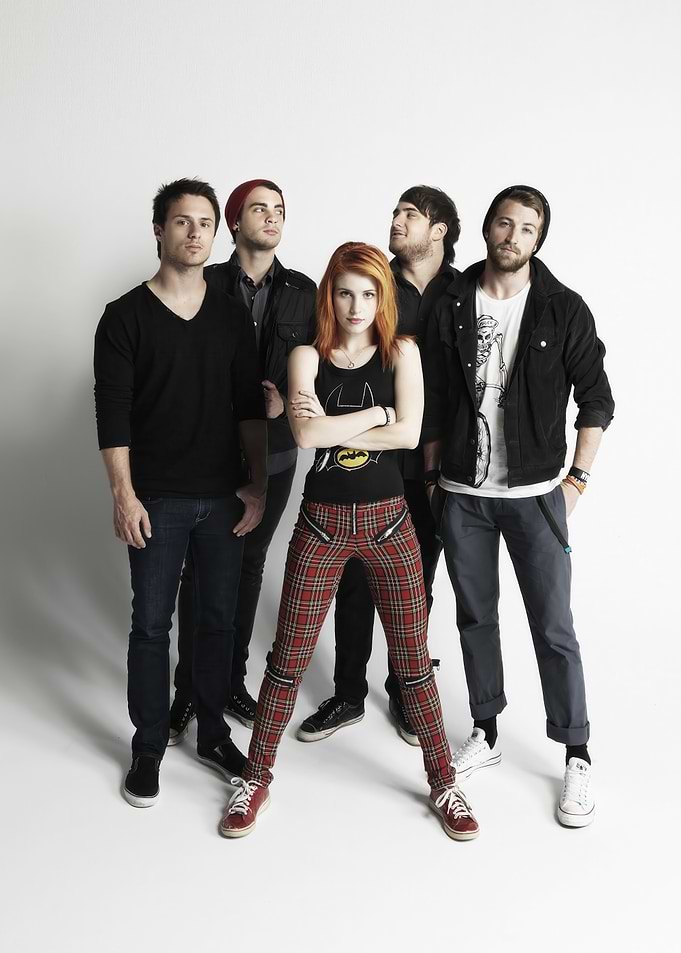 Paramore band portrait on white background