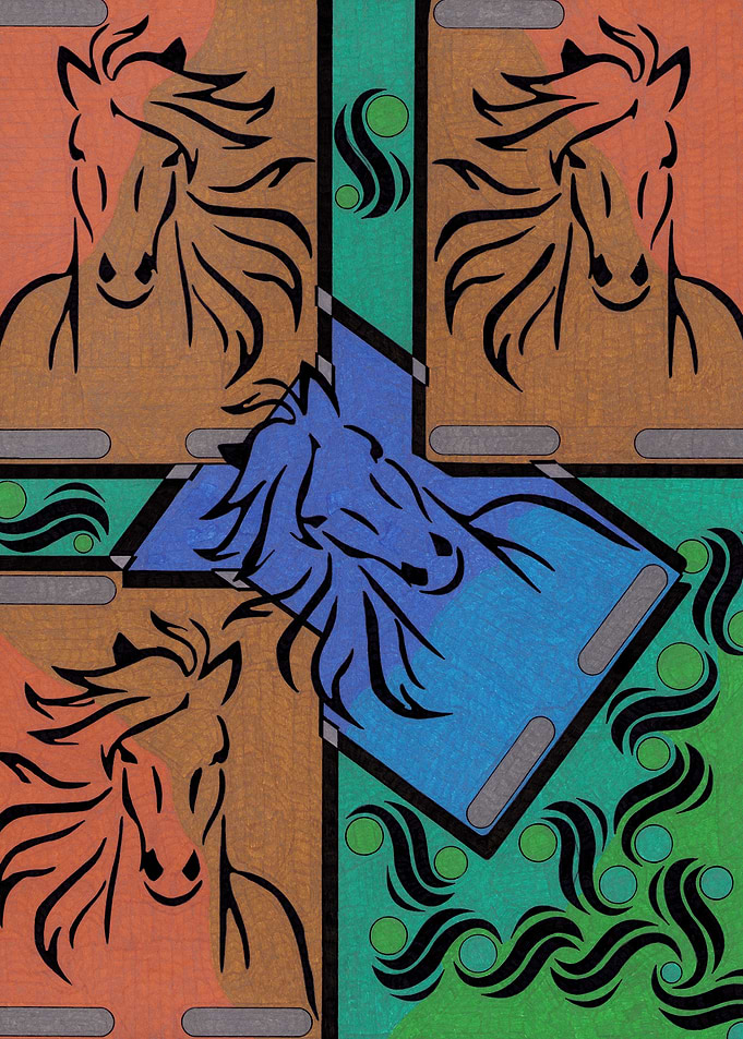 Abstract Horse Art with Geometric Design