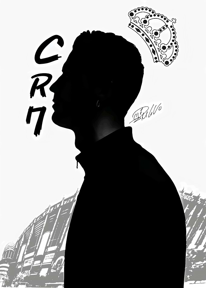 Cristiano Ronaldo Silhouette with Crown