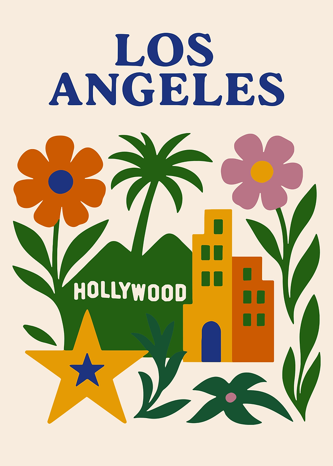 Los Angeles and Hollywood Illustration