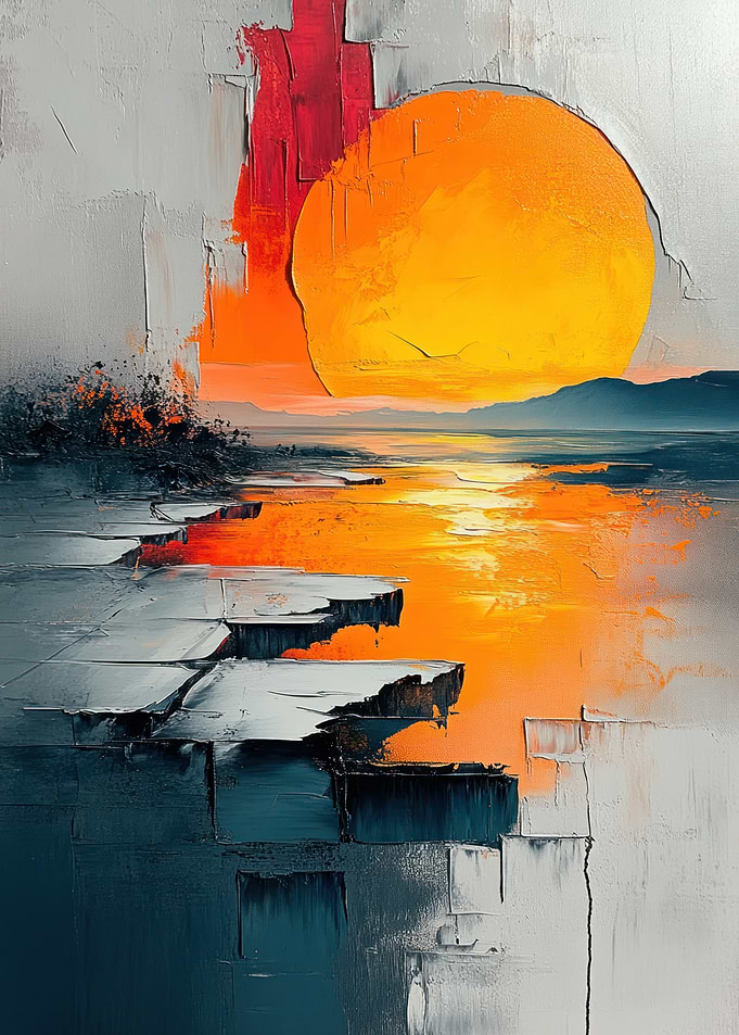 Abstract Sunset Seascape Painting