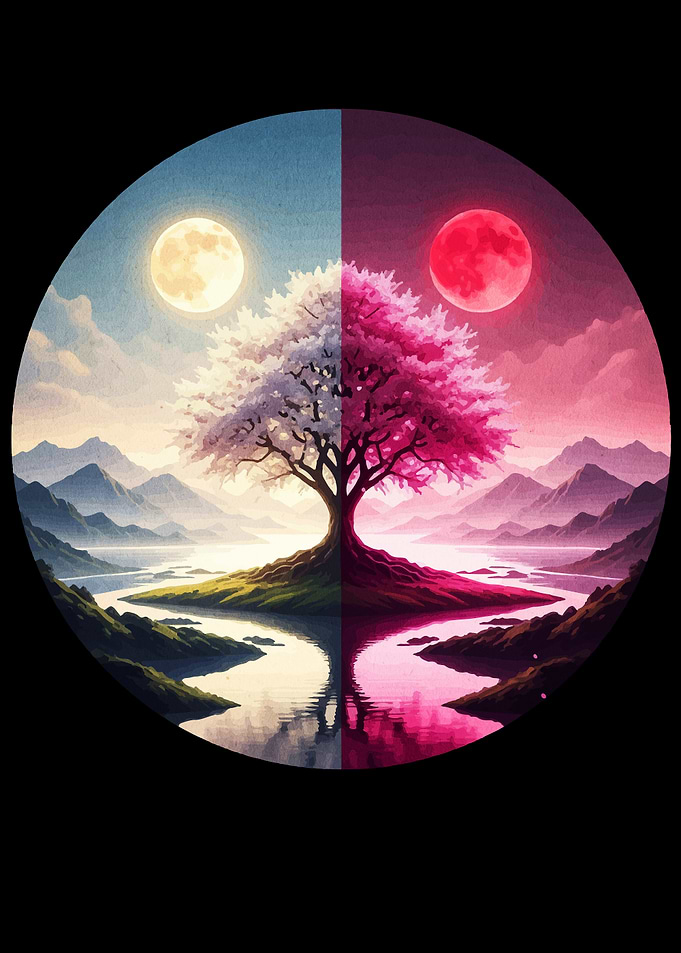 Yin Yang Tree with Moon