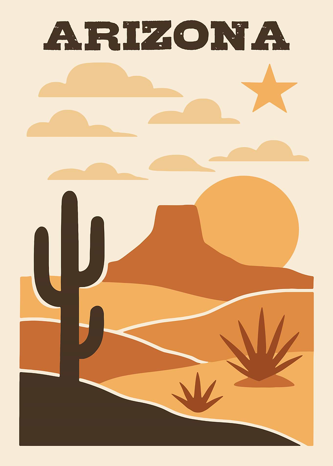 Arizona Desert Landscape Illustration
